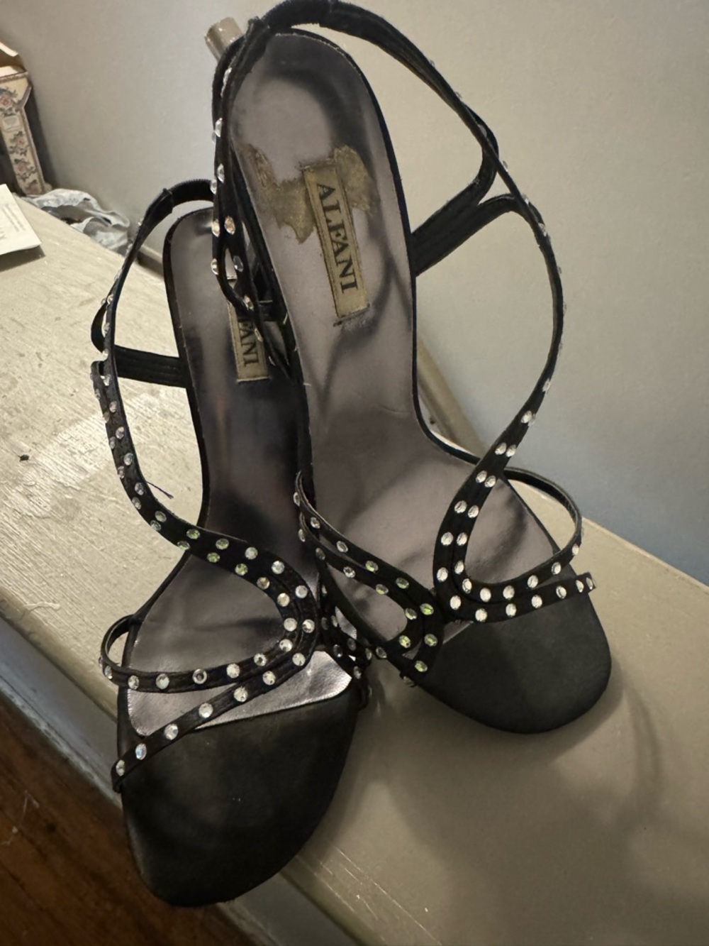 Alfani Black Studded Strappy Heels